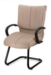 Guest Chair, Contemporary, Black Frame, Beige Leather