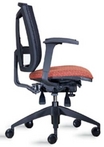 Ergonomic Black Mesh Chair w/ Harvest Fabric Upholstered Seat & Lumbar Support