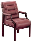 Guest Chair, Contemporary, Mahogany Frame, Burgundy Leather