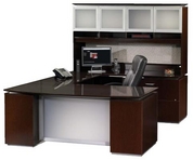 Sierra Desk, Matching Hutch & Credenza, and Executive Leather Chair