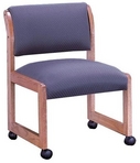 Guest Chair, Oak Frame, Blue Pattern Fabric