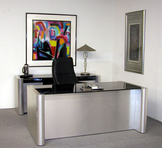 Presidential Desk, Matching Credenza, and Leather Executive Chair