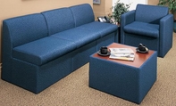 Blue Pattern Fabric Sofa Set