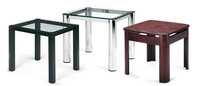 End Tables, Black & Glass/Chrome & Glass/Mahogany Finish
