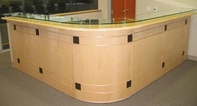 Natural Maple Wood Veneer & Glass Top Reception Unit